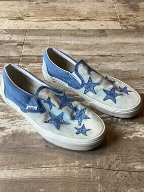 VANS Classic Starry Night Denim Star Slip On Shoes Size Women’s 7.5 Men’s 6